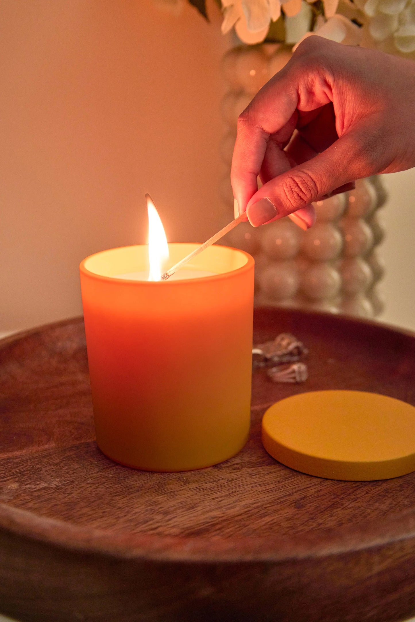 Frosted Peached Yellow Jar -Crispy white