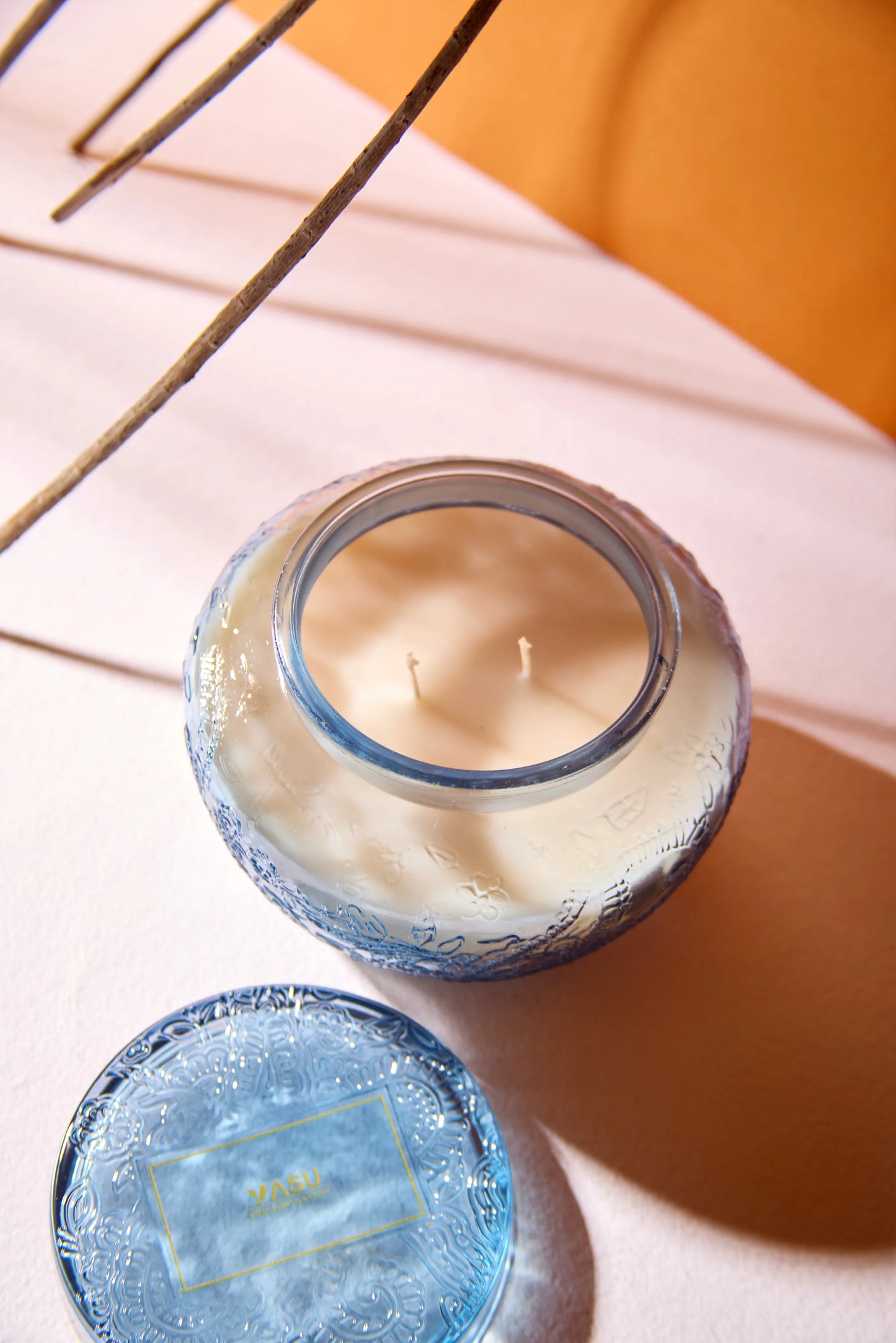 Decorated blue jar -Warm Elixir