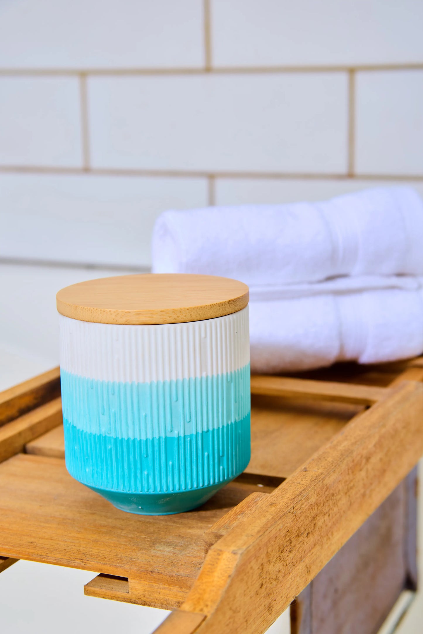 Ceramic Ombre blue jar -Seaside Symphony