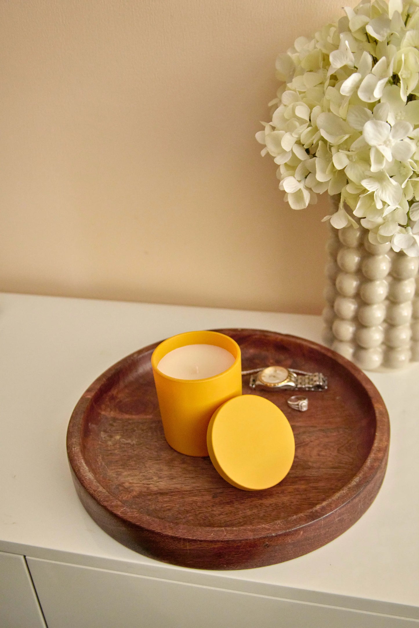 Frosted Peached Yellow Jar -Crispy white
