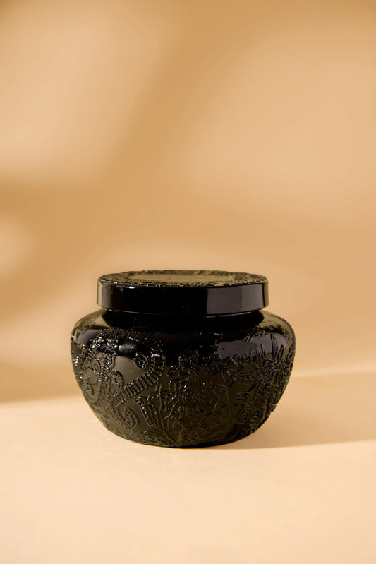 Decorated black jar -Mystic woods
