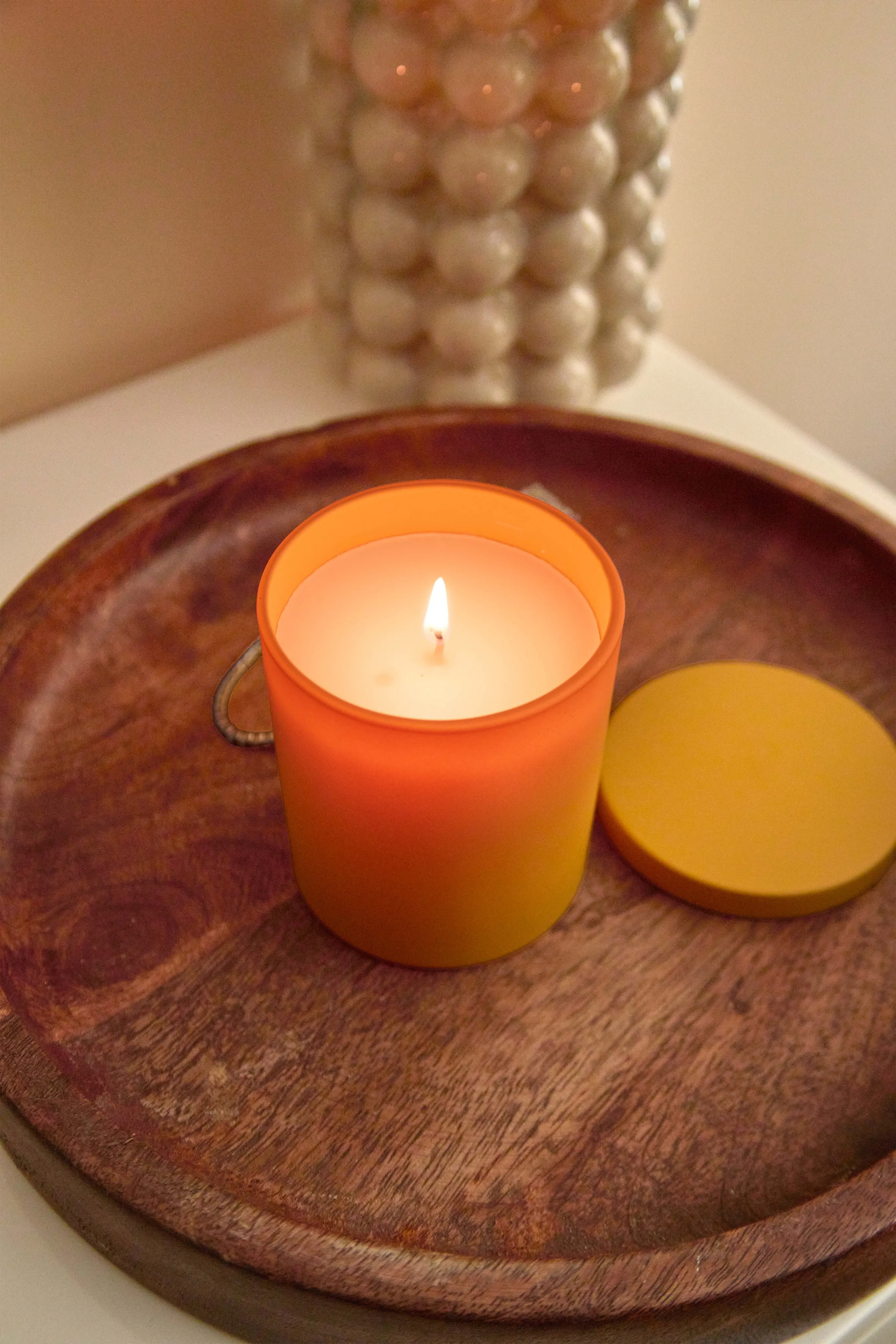 Frosted Peached Yellow Jar -Crispy white