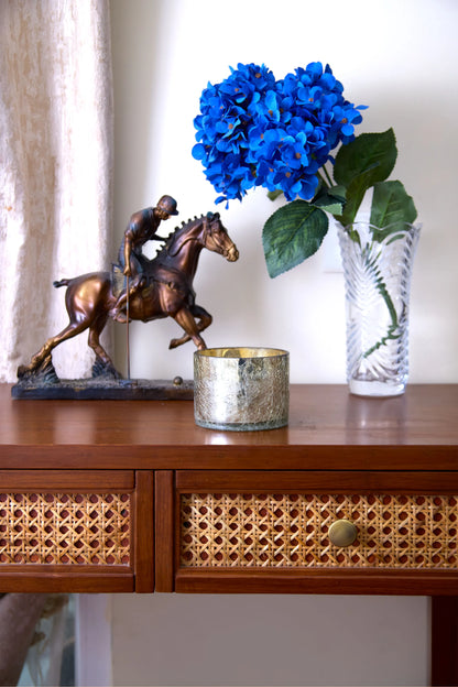 Opulent crackle Silver jar -Petal Bliss