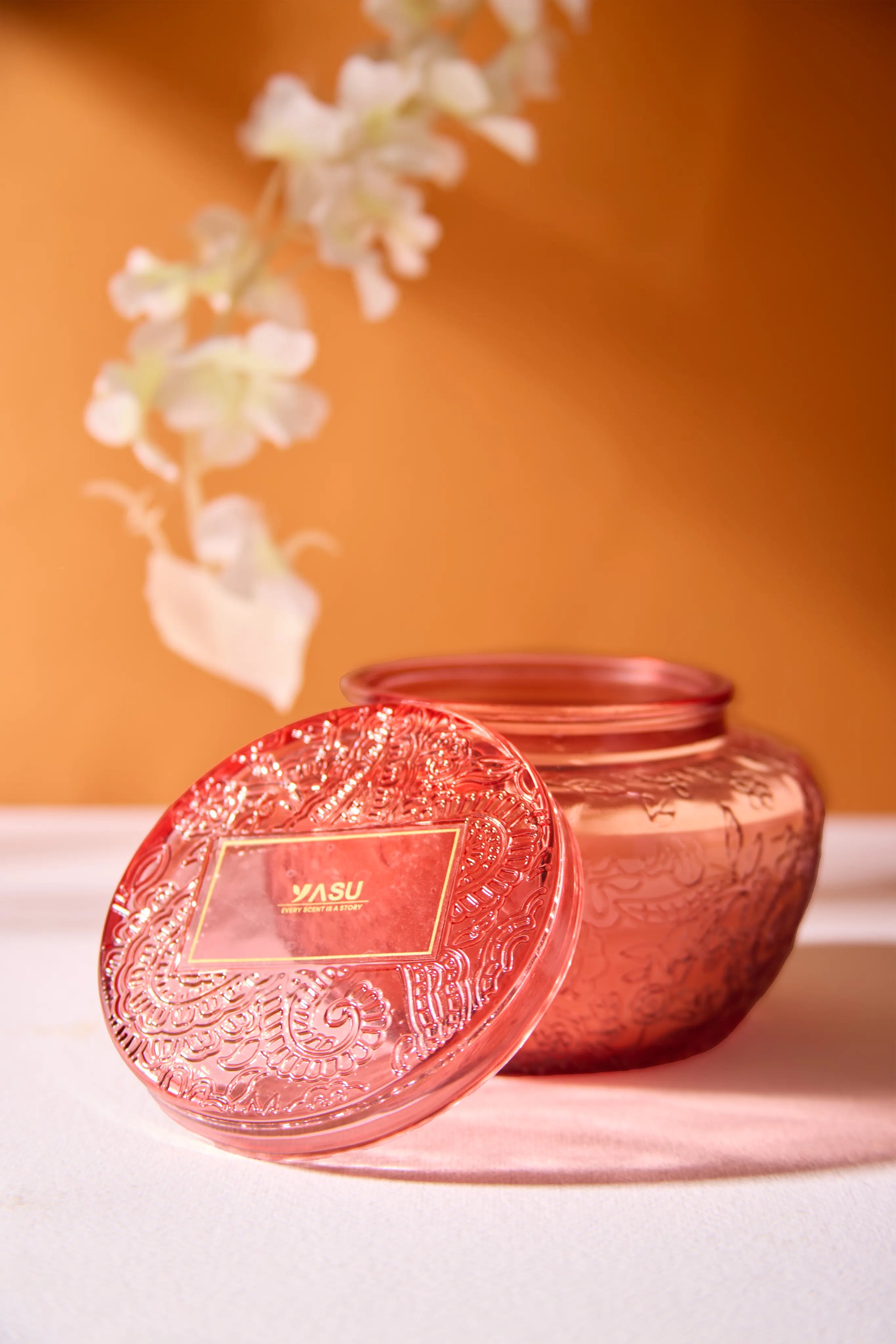 Decorated pink jar -Moonlit garden