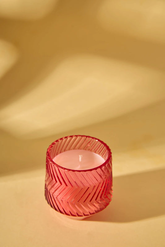 Zig Zag Red Jar - Floral Symphony