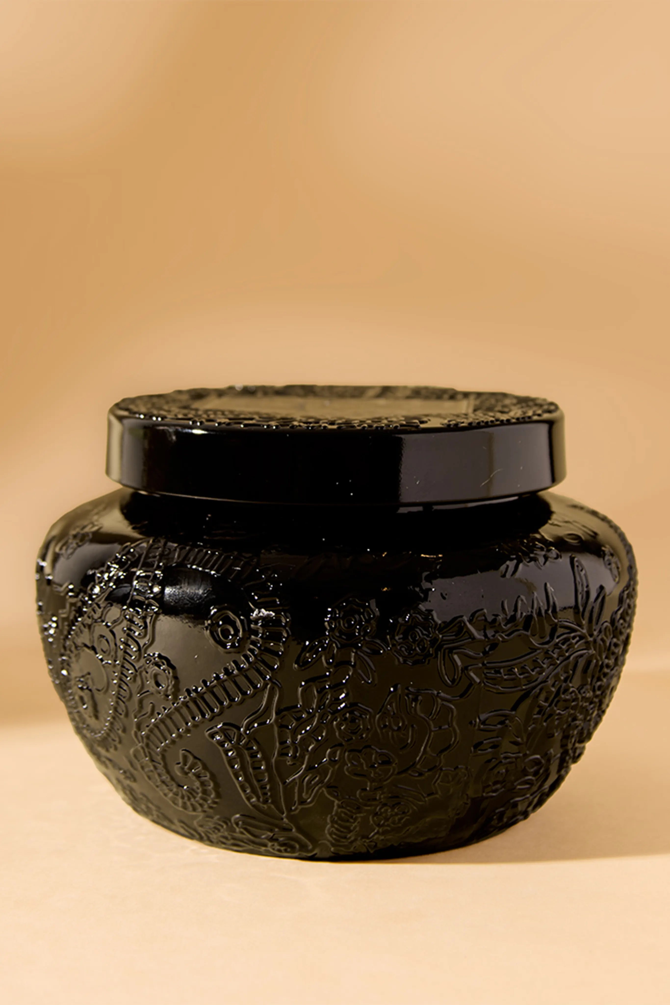 Decorated black jar -Mystic woods