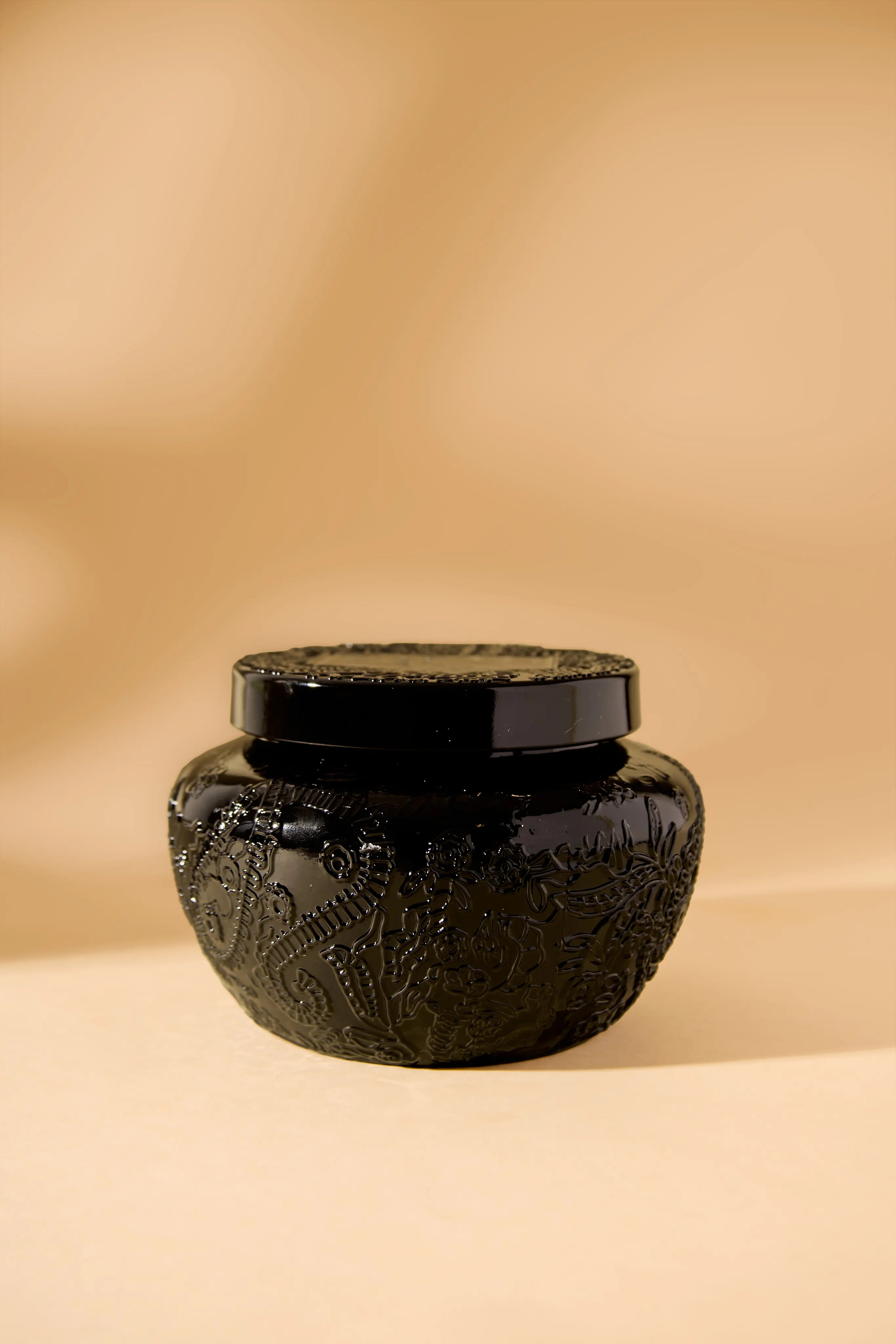 Decorated black jar -Mystic woods