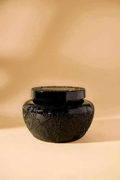 Decorated black jar -Mystic woods