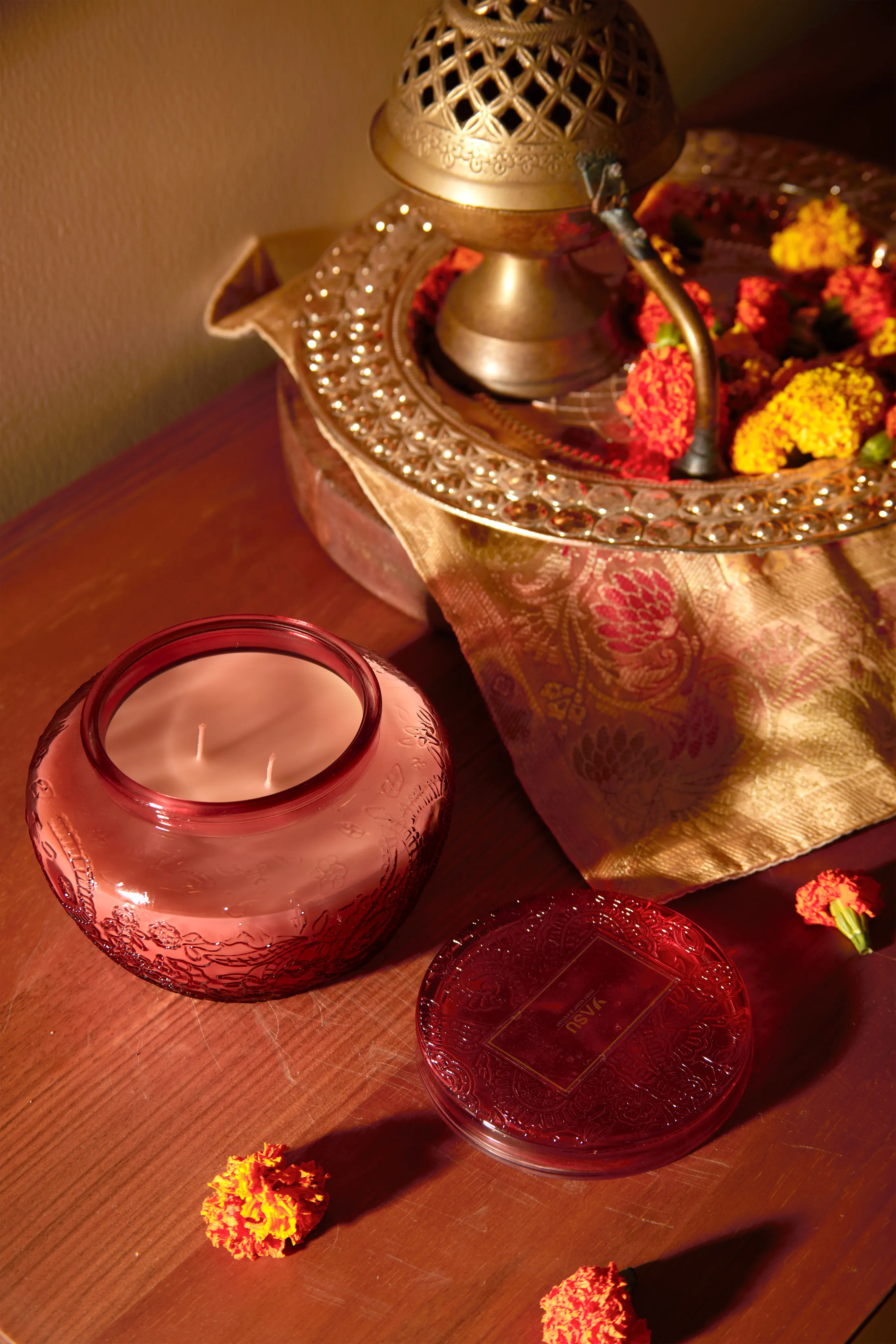 Decorated pink jar -Moonlit garden